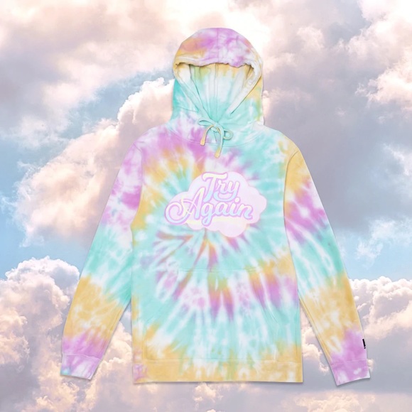 By Samii Ryan BSR Try Again Multicolor Tie Dye Hoodie Size Medium NEW - Picture 7 of 7